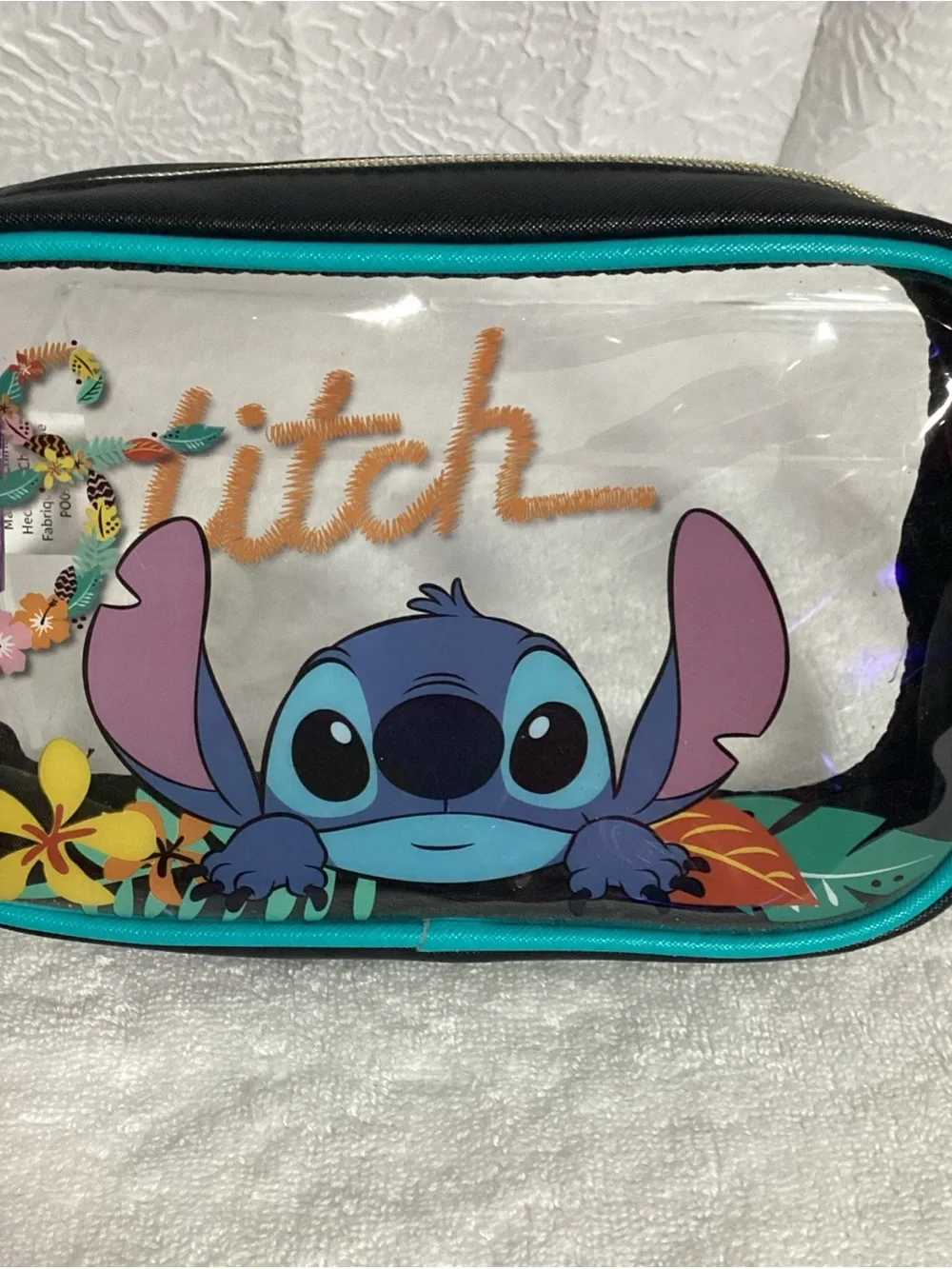 Disney Lilo & Stitch Clear Plastic Makeup Cosmetic Travel Bag Pencil Holder NWOT
